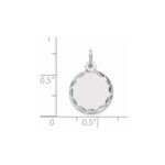 Sterling Silver Rhod-plated Eng. Rnd Polish Front/Satin Back Disc Charm - Image 2