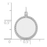SS Rh-plt Engraveable Round with Rope Polished Front/Satin Back Disc - Image 4