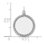 Sterl Silver Rh-plt Engraveable Round with Rope Polished Front/Back Disc - Image 4