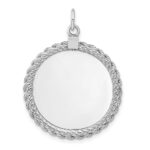 Sterl Silver Rh-plt Engraveable Round with Rope Polished Front/Back Disc - Image 3