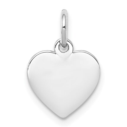 Sterling Silver Rh-plt Engraveable Heart Polished Front/Back Disc Charm
