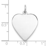 SS Rh-plt Engraveable Heart Polished Front/Satin Back Disc Charm - Image 3