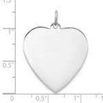 Sterling Silver Rhod-plated Eng. Heart Polish Front/Satin Back Disc Charm - Image 3