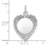 Sterling Silver Rh-plt Engraveable Heart Polished Front/Back Disc Charm - Image 3