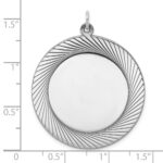 SS Rh-plt Engraveable Round Polished Front/Satin Back Disc Charm - Image 3