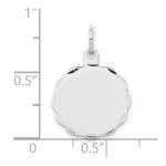 Sterling Silver Rh-plt Engraveable Polished Front/Satin Back Disc Charm - Image 3