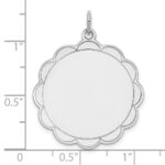 Sterling Silver Rh-plt Engraveable Polished Front/Satin Back Disc Charm - Image 3
