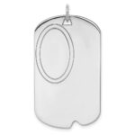 Sterling Silver Rh-plt Engraveable Dog Tag Polished Front/Back Disc Charm