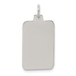 Sterling Silver Rhod.-plated Eng. Rect. Polish Front/Satin Back Disc Charm