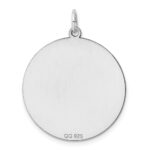 Sterling Silver Rhod-plated Eng. Rnd Polish Front/Satin Back Disc Charm - Image 5