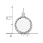 Sterling Silver Rhod-plated Eng. Rnd w/Rope Polish Front/Satin Back Disc - Image 4