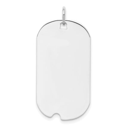 Sterling Silver Rhod.-plate Eng. Dog Tag Polish Front/Satin Back Disc Charm