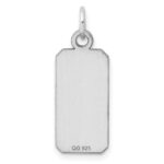 Sterling Silver Rhod-plate Eng. Rect. Polish Front/Satin Back Disc Charm - Image 4