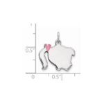 Sterling Silver Rhod-plate Pink Enamel Right Facing Girl Head Disc Charm - Image 3