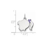 Sterling Silver Rhod-plate Purple Enamel Left Facing Girl Head Disc Charm - Image 3