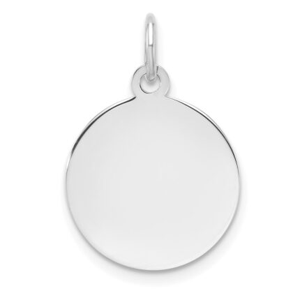 SS Rh-plt Engraveable Round Polished Front/Satin Back Disc Charm