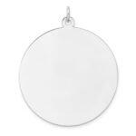 Sterling Silver Rhod-plated Eng. Rnd Polish Front/Satin Back Disc Charm
