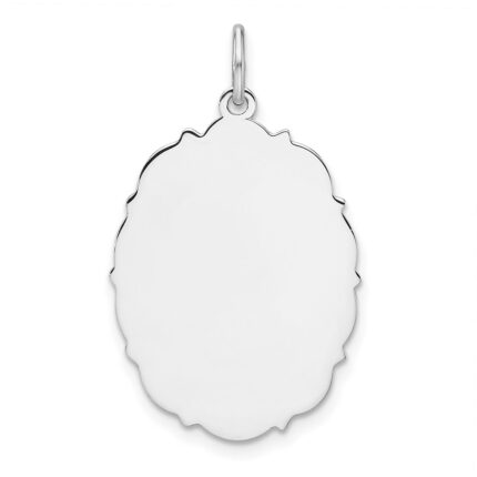 Sterling Silver Rh-plt Engraveable Polished Front/Satin Back Disc Charm