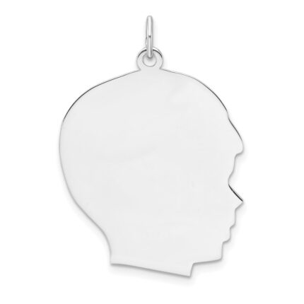 Sterl Silver Rh-plt Engraveable Boy Polished Front/Satin Back Disc Charm
