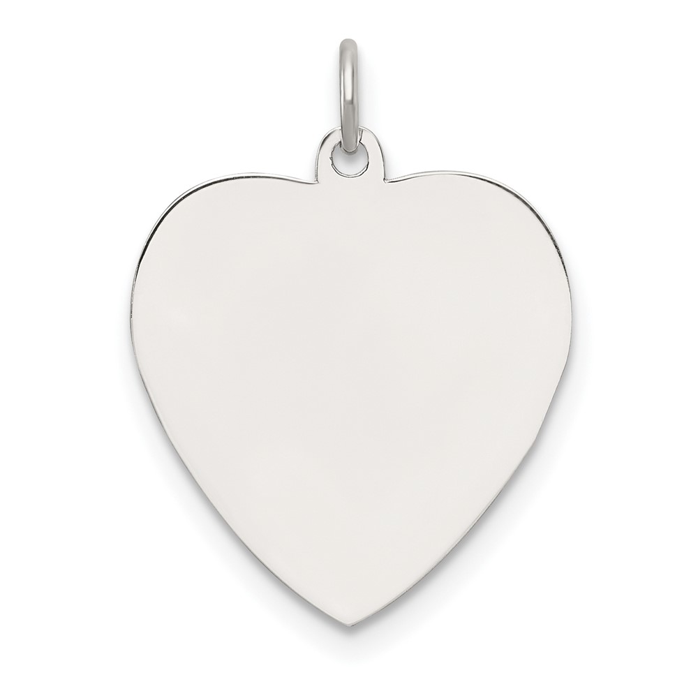 QM571-2.jpg SS Rh-plt Engraveable Heart Polished Front/Satin Back Disc Charm - Image 1