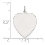 SS Rh-plt Engraveable Heart Polished Front/Satin Back Disc Charm - Image 3