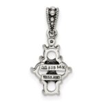 Sterling Silver Antiqued w/14k 4-stone w/Diamond Mothers Pendant Semi-Mount - Image 4