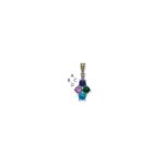 Sterling Silver Antiqued w/14k 4-stone w/Diamond Mothers Pendant Semi-Mount