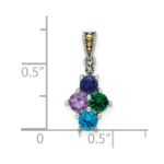 Sterling Silver Antiqued w/14k 4-stone w/Diamond Mothers Pendant Semi-Mount - Image 6