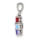 Sterling Silver Antiqued w/14k 5-stone w/Diamond Mothers Pendant Semi-Mount - Image 3