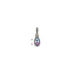 Sterling Silver Antiqued w/14k 2-stone w/Diamond Mothers Pendant Semi-Mount
