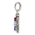 Sterling Silver Antiqued w/14k 4-stone w/Diamond Mothers Pendant Semi-Mount - Image 3