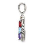 Sterling Silver Antiqued w/14k 5-stone w/Diamond Mothers Pendant Semi-Mount - Image 3