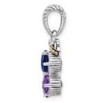 Sterling Silver Antiqued w/14k 2-stone w/Diamond Mothers Pendant Semi-Mount - Image 3