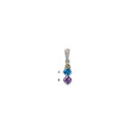Sterling Silver Antiqued w/14k 2-stone w/Diamond Mothers Pendant Semi-Mount