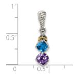 Sterling Silver Antiqued w/14k 2-stone w/Diamond Mothers Pendant Semi-Mount - Image 6