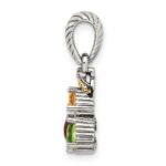 Sterling Silver Antiqued w/14k 3-stone w/Diamond Mothers Pendant Semi-Mount - Image 3