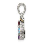 Sterling Silver Antiqued w/14k 4-stone w/Diamond Mothers Pendant Semi-Mount - Image 3