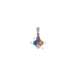 Sterling Silver Antiqued w/14k 4-stone w/Diamond Mothers Pendant Semi-Mount