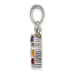 Sterling Silver Antiqued w/14k 5-stone w/Diamond Mothers Pendant Semi-Mount - Image 3