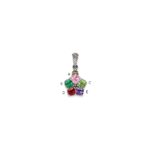 Sterling Silver Antiqued w/14k 5-stone w/Diamond Mothers Pendant Semi-Mount