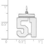 Sterling/Silver Rhodium-plated Polished Number 51 Charm - Image 3