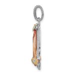 Sterling Silver & Vermeil Rhodium-plated Champagne CZ Pendant - Image 2