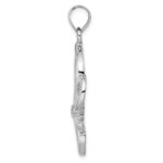 Sterling Silver Rhodium-platedCZ Fleur de Lis Pendant - Image 2