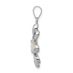 Sterling Silver rhodium Plated Created Opal Daisy Slide - Image 2