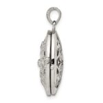 Sterling Silver Rhodium-plated CZ Fancy Filigree Oval 22mm Locket - Image 2