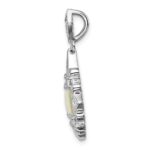 Sterling Silver Rhodium-plated Created Opal and CZ Pendant - Image 2