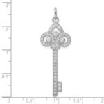 Sterling Silver Rhodium-plated and CZ Key Pendant - Image 3