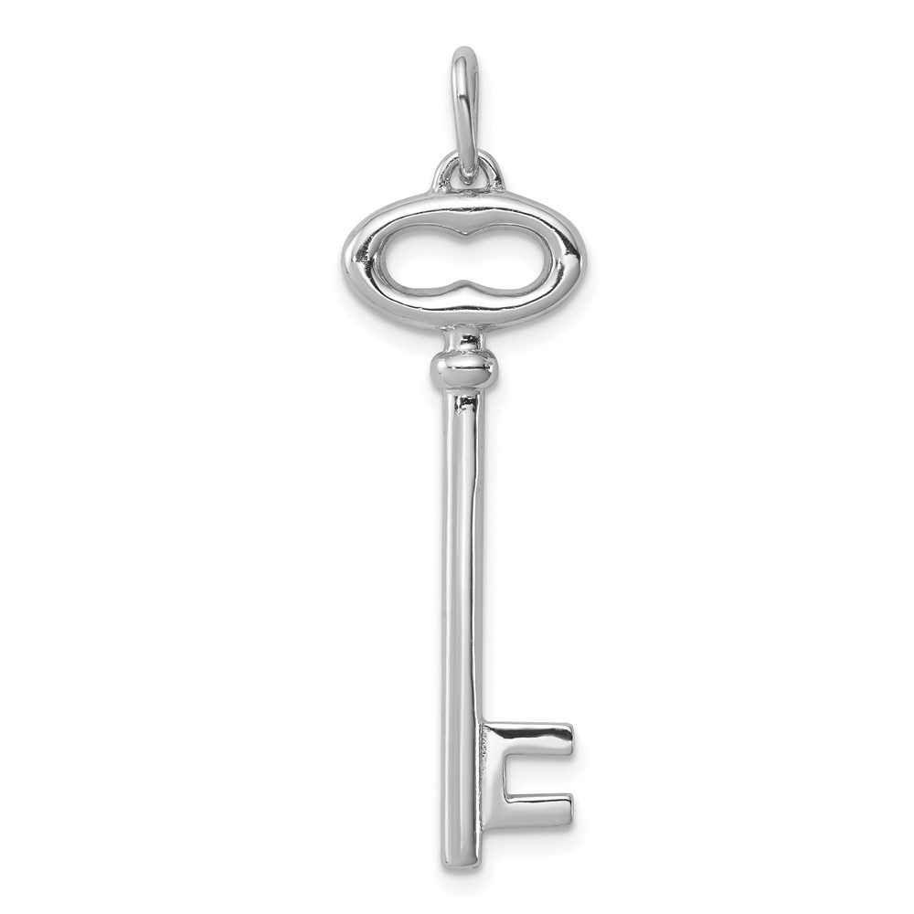 QP1533.jpg Sterling Silver Rhodium-plated Key Pendant - Image 1