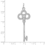 Sterling Silver Rhodium-plated CZ Key Pendant - Image 3