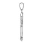Sterling Silver Rhodium-plated CZ Heart Key Pendant - Image 2